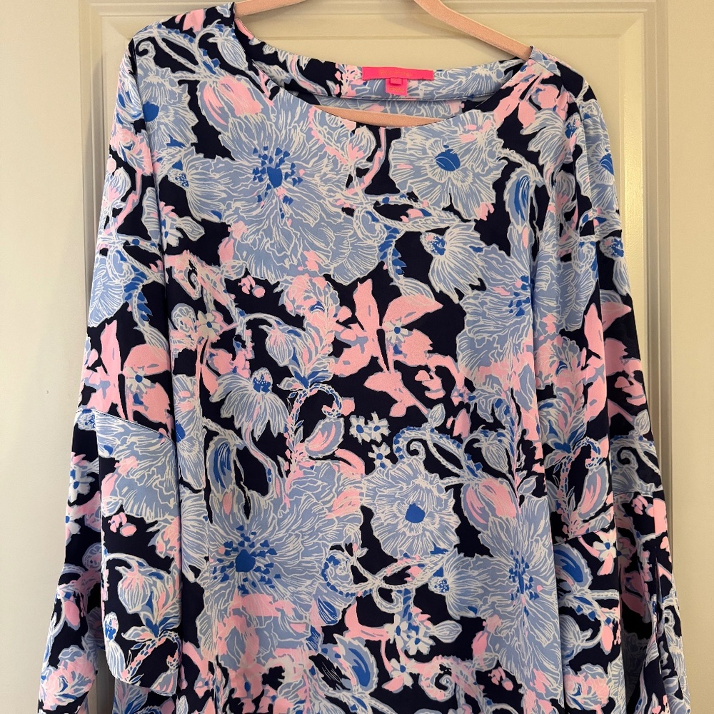 Lilly Pulitzer Floral Blouse - Pink, Blue, and Black
